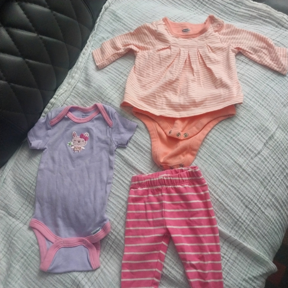 Striped Pink and Purple Kids One Piece Set